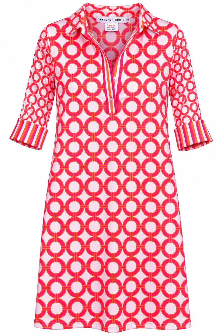 Gretchen Scott Everywhere Dress Size S Pink Orange Geome